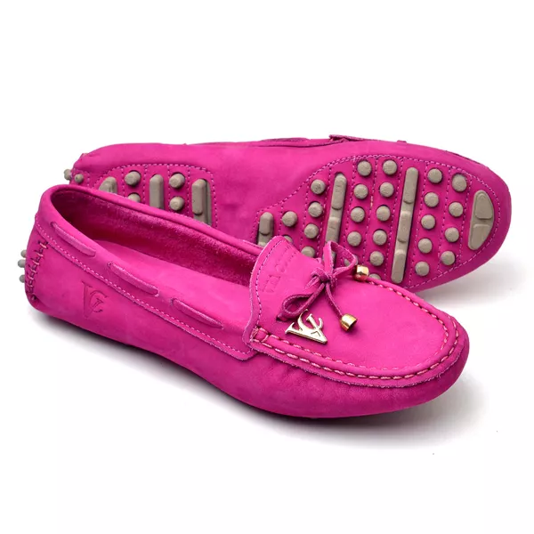 Mocassim Drive Sapatilha Feminina Via Confort Couro Pink