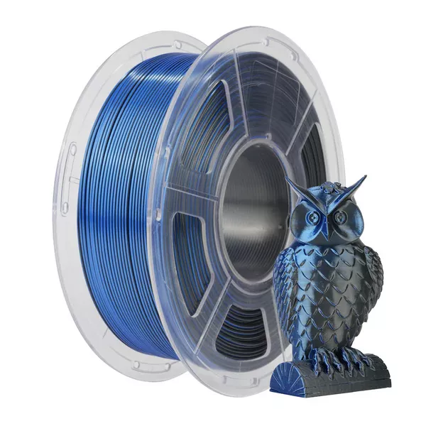 Filamento PLA+ Silk Duas Cores 1.75mm 1kg - Preto e Azul | TOPINK3D