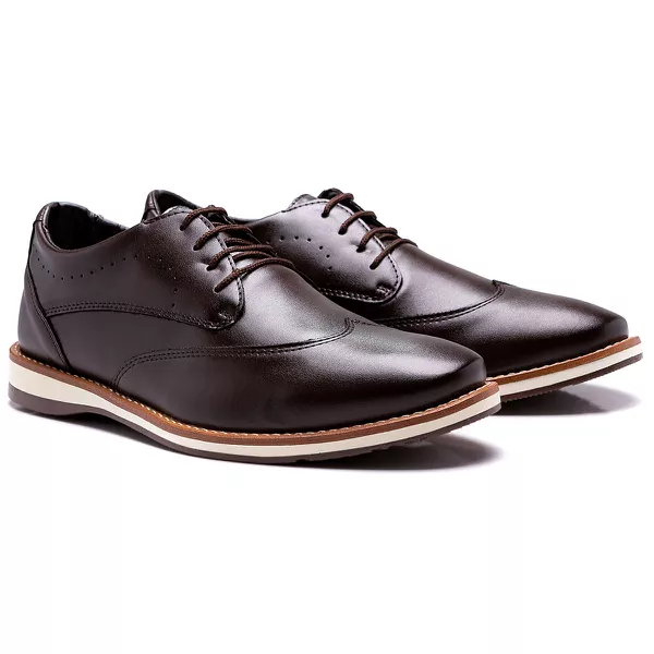 Sapato Casual com Perfuro Lateral em Atacador Derby Urban