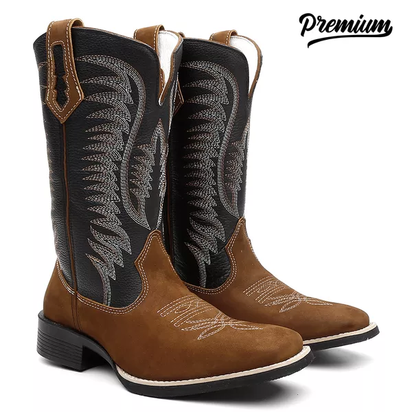 Bota Texana Masculina Nobuck Camel