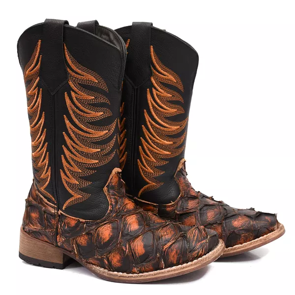 Bota Texana Masculina Pirarucu black