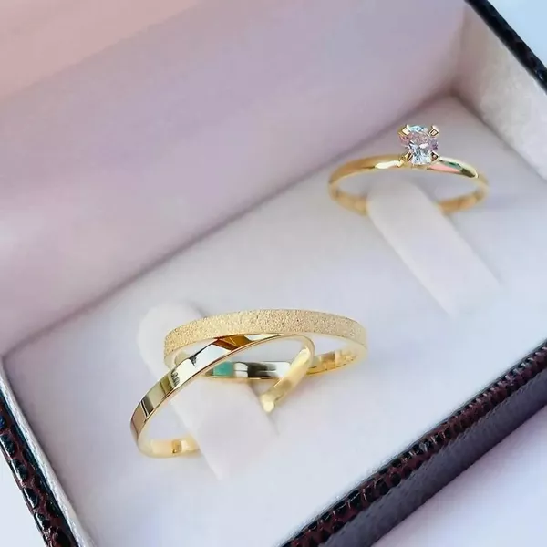 Trio Alianças de Casamento em Ouro 18K Hidrolândia