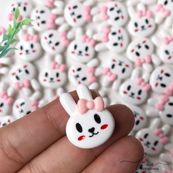 Mini Coelho Resina Branco (4 unidades)