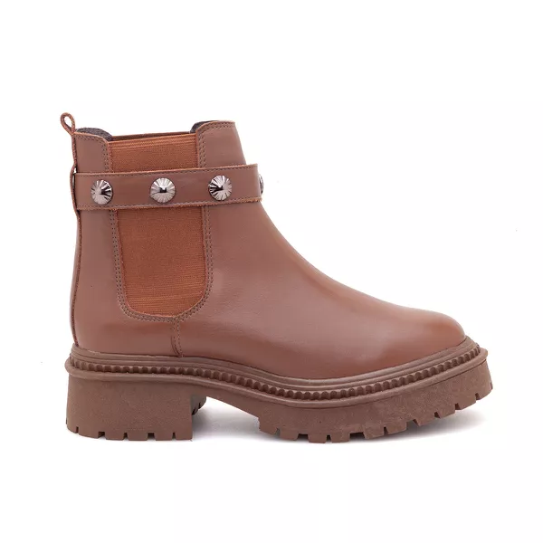 Coturno Couro Paula Whisky - VIA MISS | Calçados Femininos