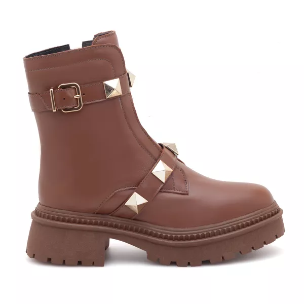 Coturno Couro Ruth Whisky - VIA MISS | Calçados Femininos