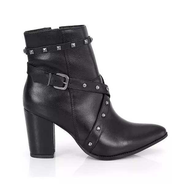 Bota Couro Julia Preto Pirâmide - VIA MISS | Calçados Femininos