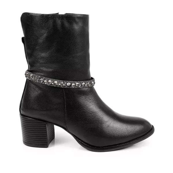 Bota Couro Zoe Preto - VIA MISS | Calçados Femininos