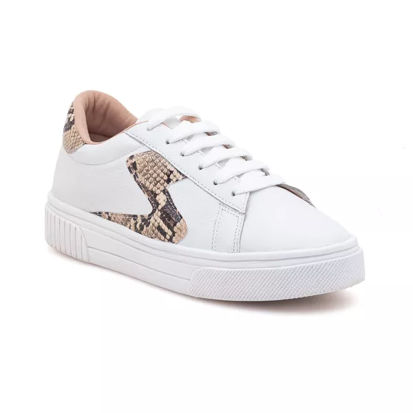 Tênis Miss Flake Branco Amendoa - VIA MISS | Calçados Femininos