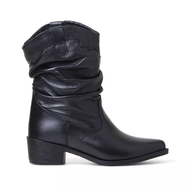 Bota Western Missouri Couro Preto - VIA MISS | Calçados Femininos