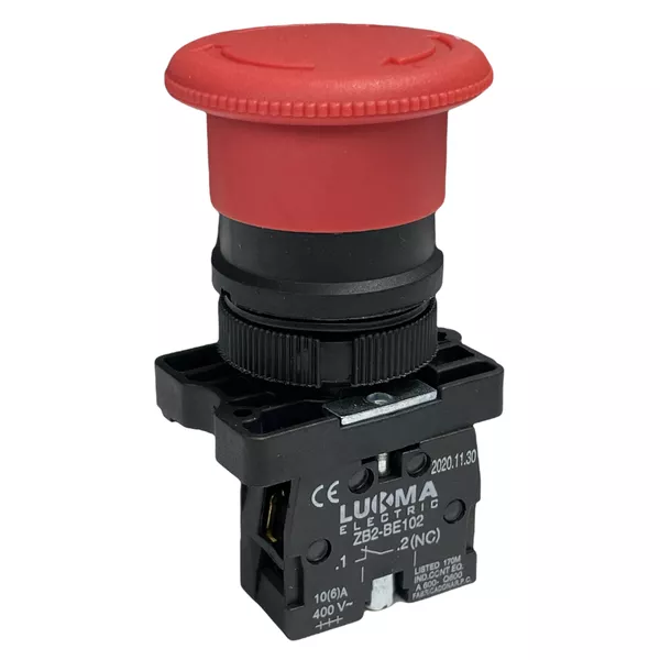 Botão Cogumelo Emergência Gira/Destrava 22mm Verm 1nf Lukma | MAQPART