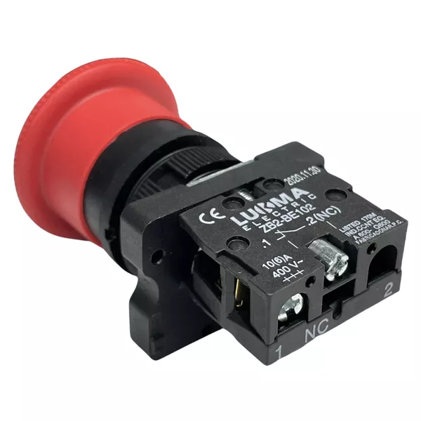 Botão Cogumelo Emergência Gira/Destrava 22mm Verm 1nf Lukma | MAQPART