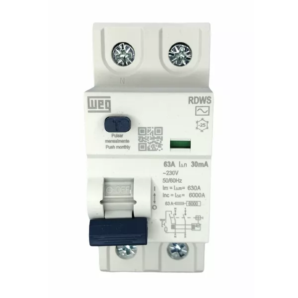 Interruptor Dr Diferencial Residual Weg 63a 2polos 30ma Rdws | MAQPART