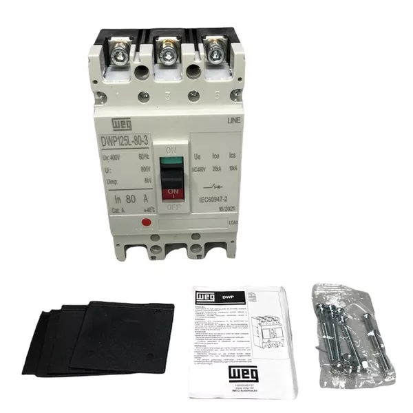 Disjuntor Caixa Moldada 80A Weg DWP125L-80-3 (20KA 38/4150V) | MAQPART