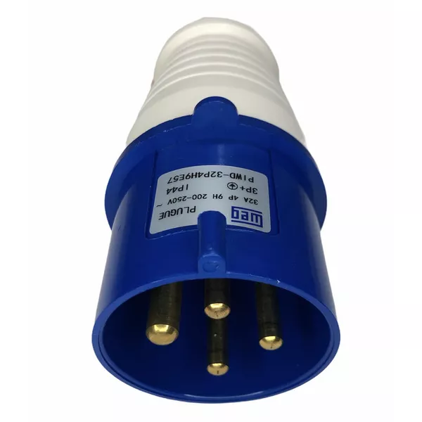 Plug Industrial 3p+t 32a 9horas 200-250v Azul Standard Weg | MAQPART