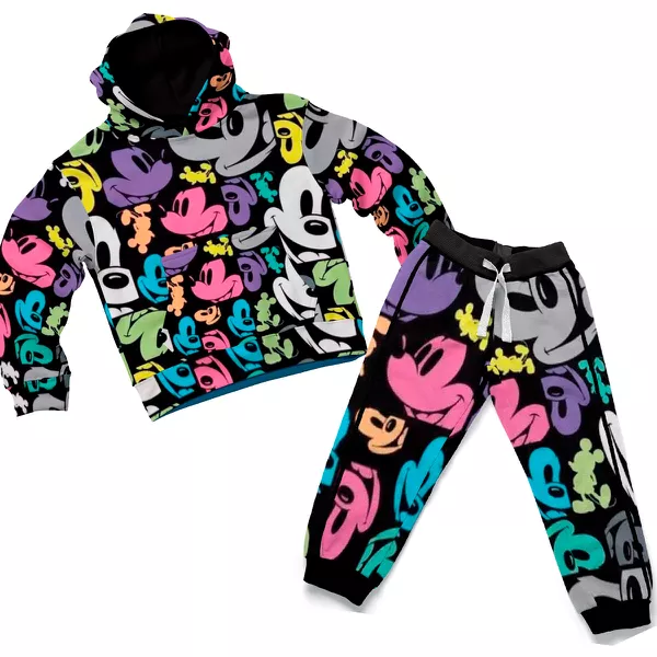 Conjunto Moletom Infantil Blusa de Frio e Calça Personagens Mickey Roxo