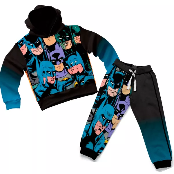 Conjunto Moletom Infantil Blusa de Frio e Calça Personagens Batmam Azul