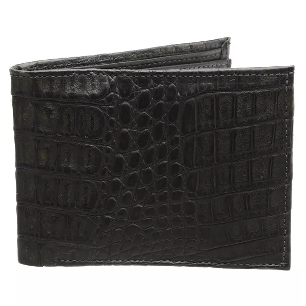 Carteira Mas. em couro de jacaré (Caiman Yacare ) Preto brilho
