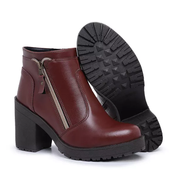BOTA FEMININA SINTÉTICA CONHAQUE