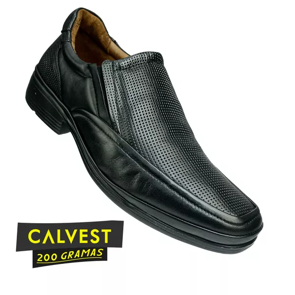 Sapato Masculino Calvest 200 gramas em Couro Carneiro 82F208 PRETO