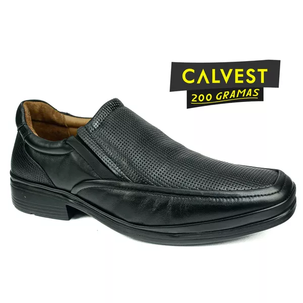Sapato Masculino Calvest 200 gramas em Couro Carneiro 82F208 PRETO