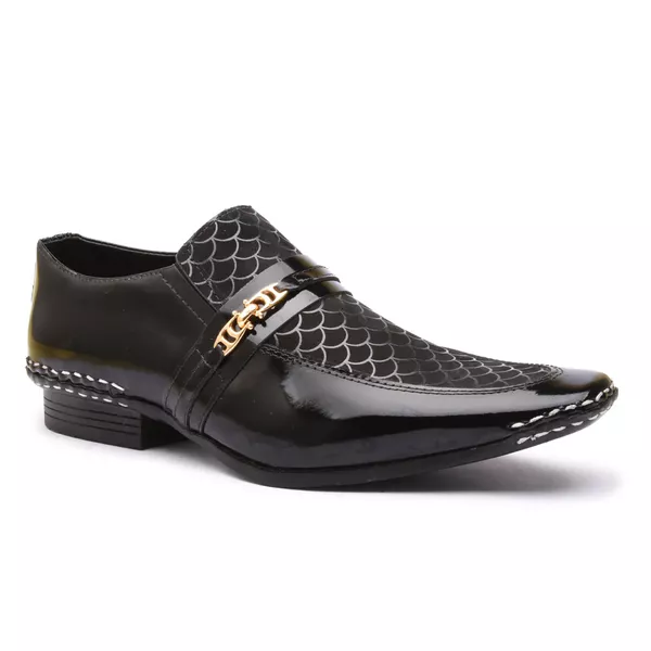 Sapato Social Masculino Calvest em Couro Preto-1750F024 | Zero Mania