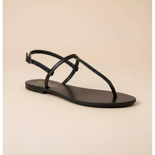 Sandália T Strap - Preto | Couro | ÁINE STORE