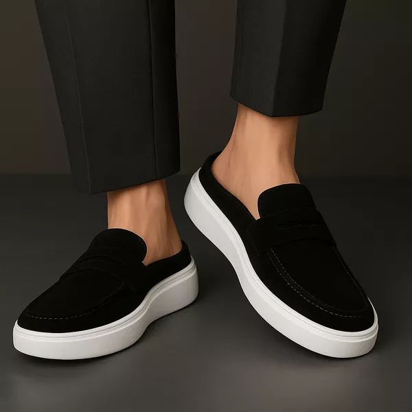 MULE MASCULINO COURO LEGÍTIMO CALCE FÁCIL CONFORT - PRETO