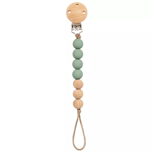 PRENDEDOR DE CHUPETA SILICONE E BAMBU VERDE