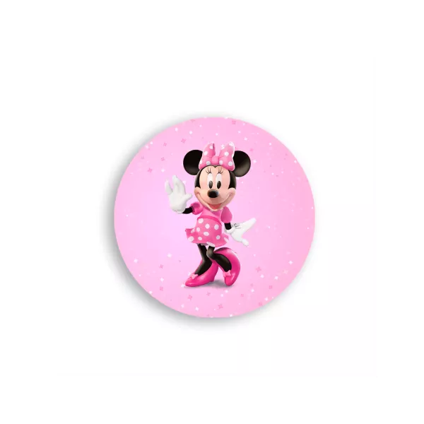 Capa Painel Redondo Minnie Rosa Gliter
