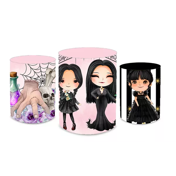 Trio Cilindros Tema Wandinha Caveira