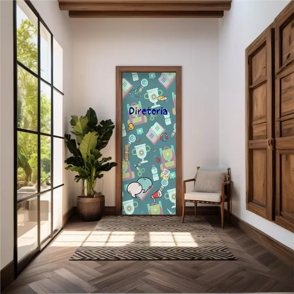 Capa De Porta Em Tecido Sublimado 2,0x0,8m C/ Elástico Decoração Tema Escola Decoração Profissões