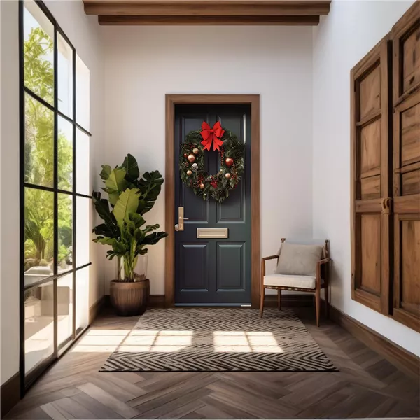 Capa De Porta Em Tecido Sublimado 2,0x0,8m C/ Elástico Decoração Tema Natal Merry Christmas Decoração Data Especial