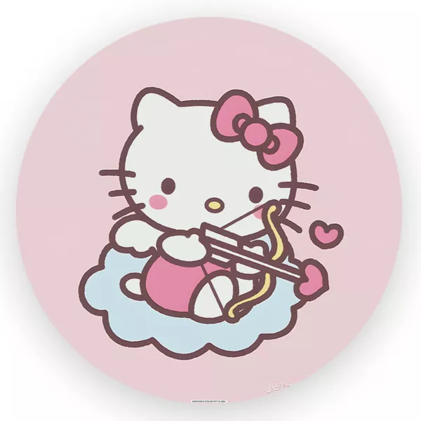 Capa Painel Redondo 1,5x1,5 de Festa Veste Fácil Sublimados Malha New Tema Hello Kitty Gatinha Fofa Decoração Festa Menina