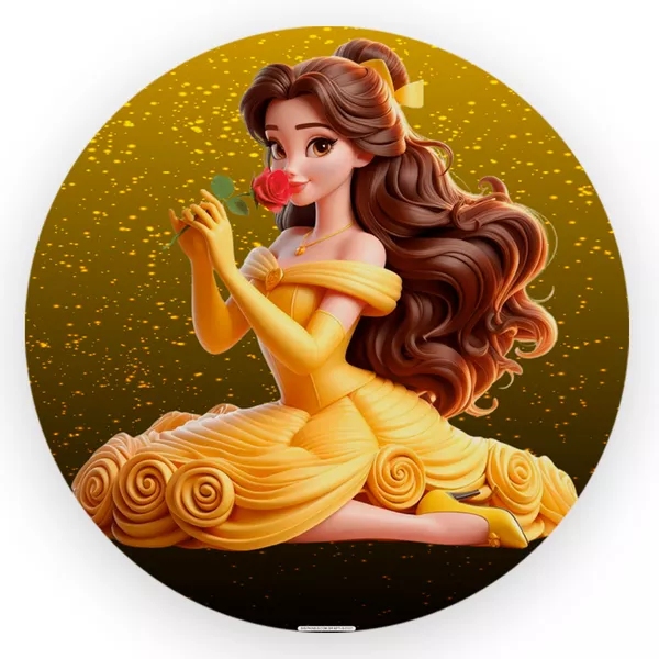 Capa Painel Redondo 1,5x1,5 de Festa Veste Fácil Sublimados Malha New Tema Princesas Cute Disney Decoração Festa Infantil Menina