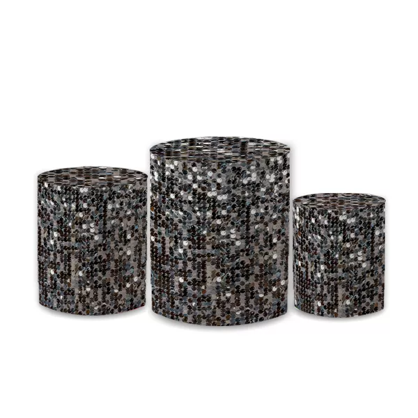Trio Capas de Cilindros Sublimados Decorativo Tema Lantejoulas Decoração Festa Brilhante