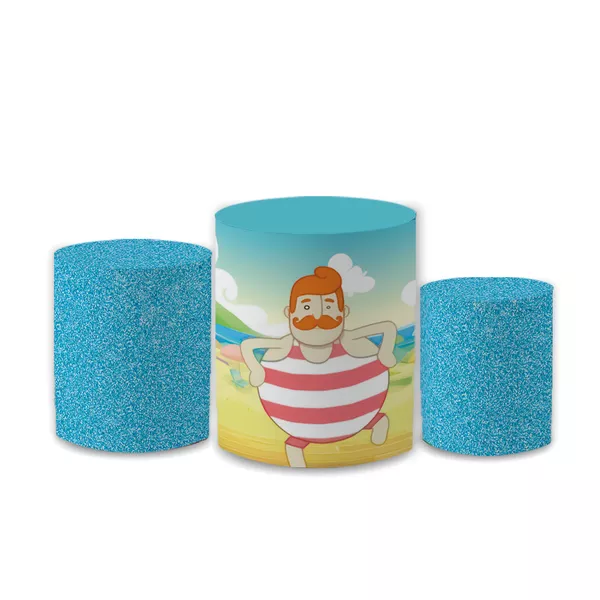 Trio Capas de Cilindros Sublimados Decorativo Tema Mundo Bita Decoração Festa Infantil
