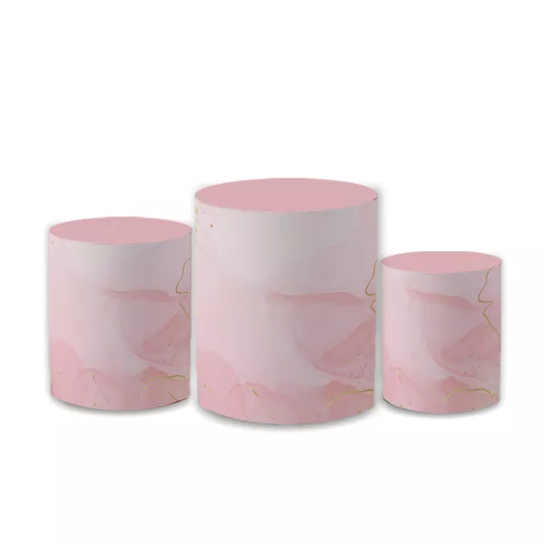 Trio Capas de Cilindros Sublimados Decorativo Tema Rose Gold Decoração