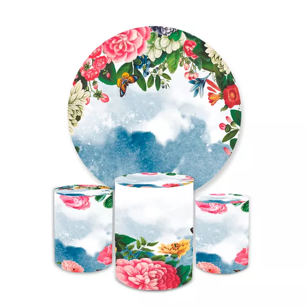 Kit Capa Painel + Trio Cilindros Floral Preto 09