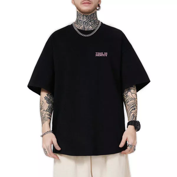 Camiseta Oversized Masculina Time is Money Preto