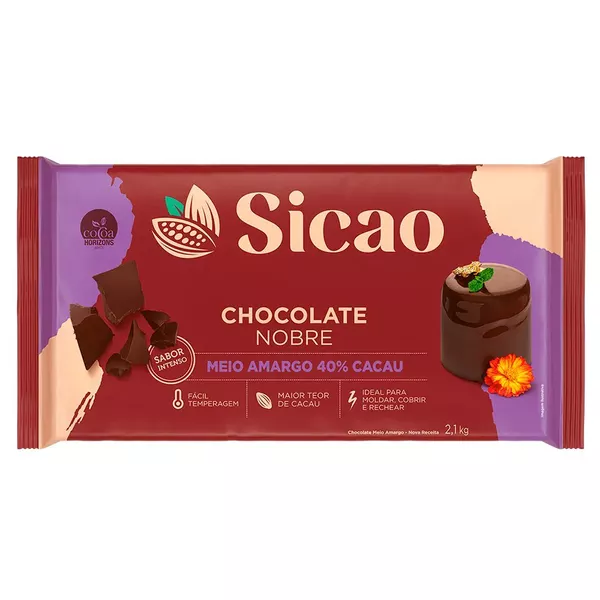 Chocolate Meio Amargo Nobre Sicao 2,1kg - Barra Profissional