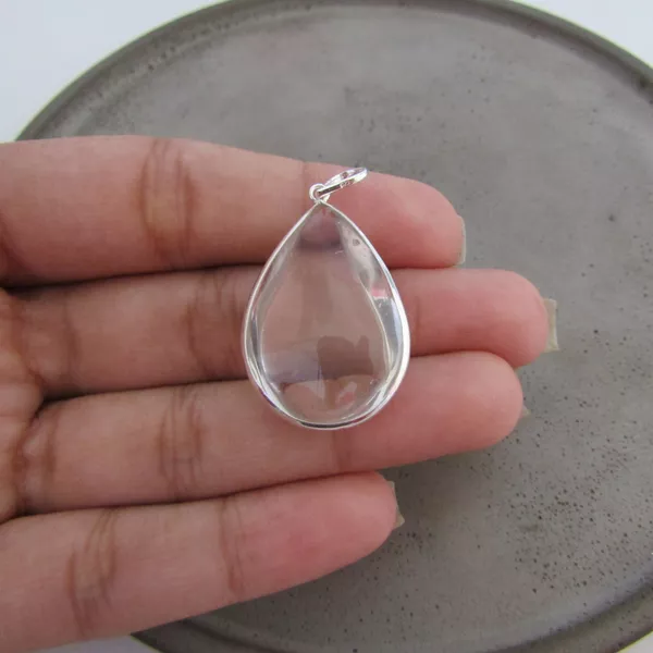 Pingente Gota Grande Pedra Natural Cristal 