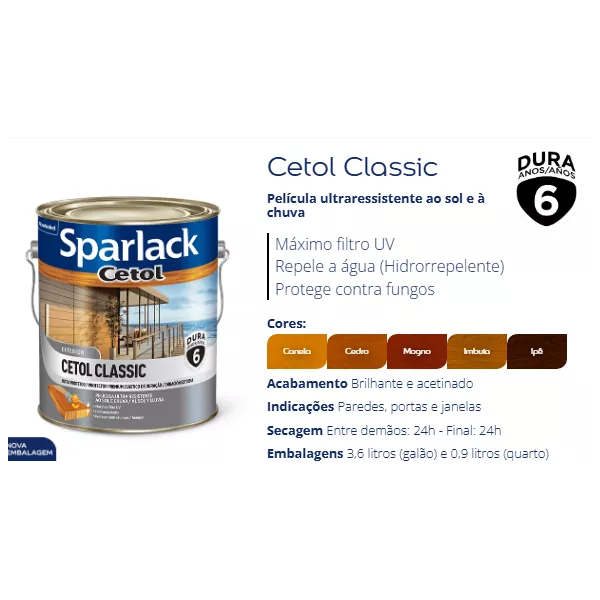 SPARLACK CETOL CLASSIC BRI IPE 3,6L CORAL | Corante Tintas