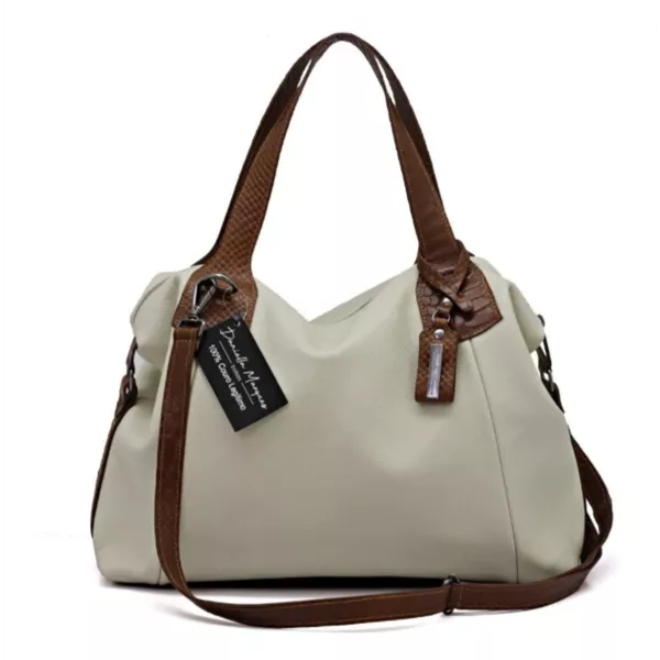 Bolsa grande couro legítimo off white com alça caramelo ref:DM-01