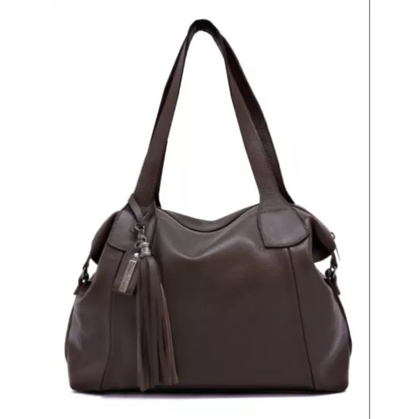 Bolsa grande ombro couro chocolate ref:DM-14