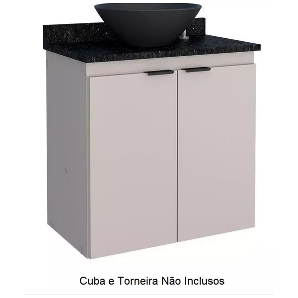TOUCADOR GABINETE MADEIRA ASTER 60 NUDE COM GRANITO SEM CUBA