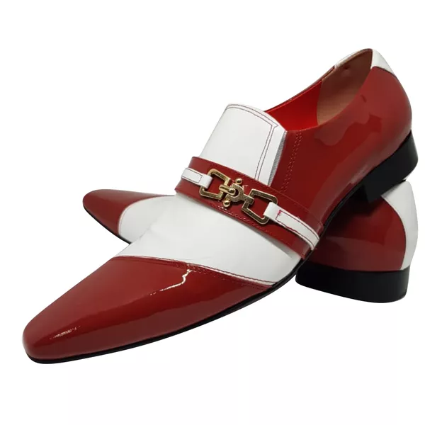 Sapato Masculino Italiano em Couro Social Executivo Vermelho Freeway Ref: 148 Vermelha