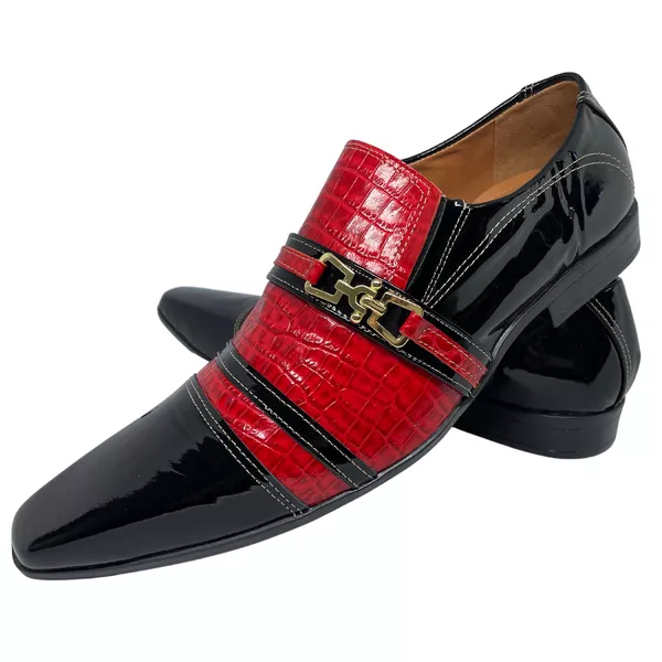 Sapato Masculino Italiano em Couro Social Executivo Vermelho 654