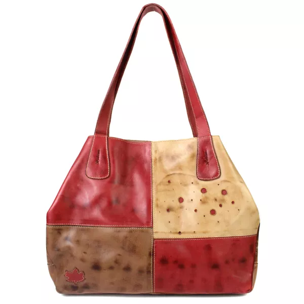 Bolsa 100% em couro legítimo - Castanho/Vermelho/C... - Drilean