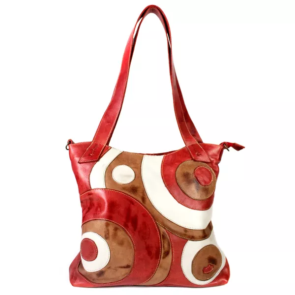 Bolsa 100% em couro legítimo - VERM/CASTANHO/OFF W... - Drilean