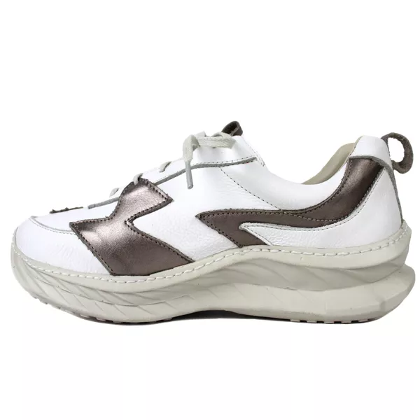 Tênis Feminino em Couro Legítimo com Palmilha em Gel - Branco